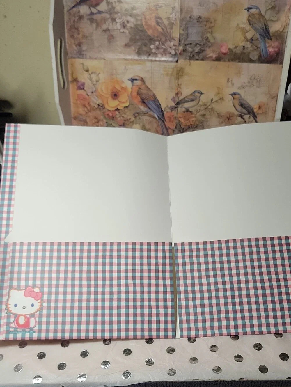 5 Hello Kitty Pink Floral Plaid Two-Pocket Folder